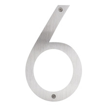 Husnummer 6 rustfrit stål 25 cm